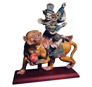 Chinese Early 20th C. Glazed Porcelain Roof Tile of a Warrior Riding a Monkey (6720005636253)