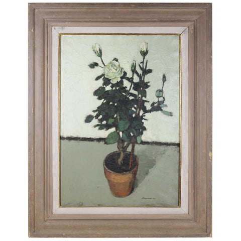 Edward Molyneux Still Life with Potted Roses Oil Painting