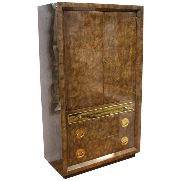 Mastercraft Mid-Century Modern Amboyna Burl Wood Dresser Cabinet