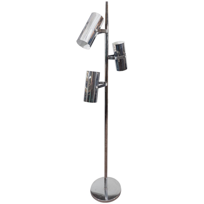 Koch and Lowy Chrome Floor Lamp/ Spot Light with Three Cylinder Pivoting Shades