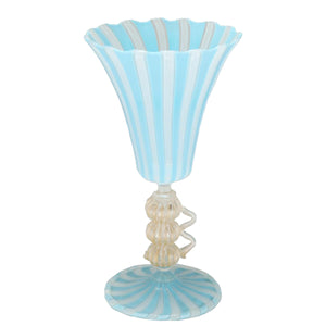 Salviati Murano Italian Venetian Ice Blue Glass Goblet (6719997378717)