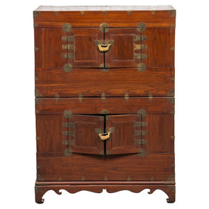 Asian Brass Mounted Hardwood Cabinet on Stand (6929643929757)