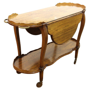 Italian Mid-Century Modern Rosewood Drop Leaf Serving Cart (7003900018845)