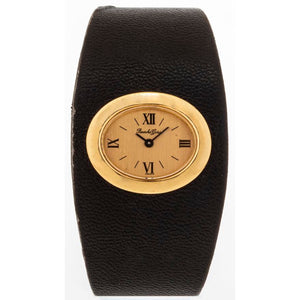 Bueche-Girod 18K Yellow Gold Leather Cuff Watch (7220282523805)