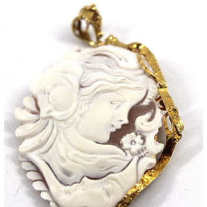 Silver Vermeil and Shell Cameo Pendant (7220288127133)