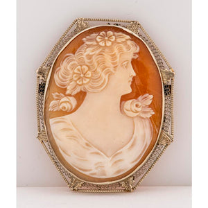 14k White Gold Shell Cameo Brooch (7220286619805)