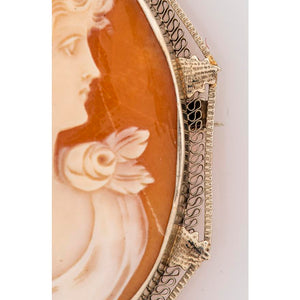 14k White Gold Shell Cameo Brooch (7220286619805)