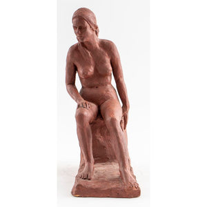 Red Clay Sculpture of a Seated Nude (7199397970077)
