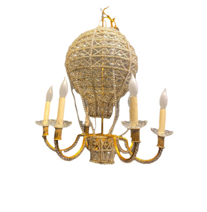 French Crystal Beaded Balloon Chandelier, Circa 1930s (7571854852253)