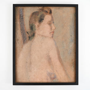 Mid Century Pastel Portrait, Nude Woman (7585303494813)