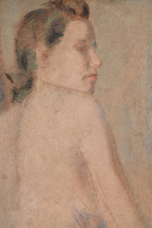 Mid Century Pastel Portrait, Nude Woman (7585303494813)