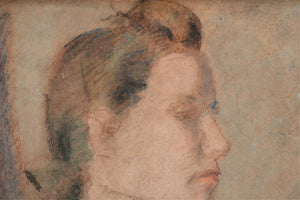 Mid Century Pastel Portrait, Nude Woman (7585303494813)