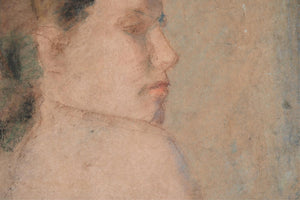 Mid Century Pastel Portrait, Nude Woman (7585303494813)