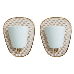 Pair of BAG Turgi Swiss Wall Sconces with Enameled Shades (6719643680925)