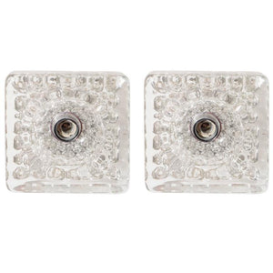 Pair of Square Wall Sconces in Textured Bubble Glass (6719613337757)