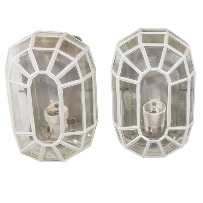 Pair of Faceted Glass Sconces by Glashutte Limburg