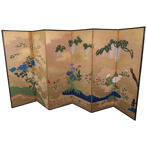 Late Meiji-Early Showa Period Japanese Six-Panel Screen