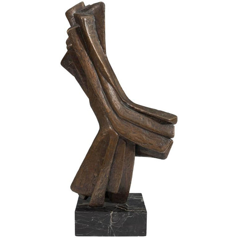 Abstract Bronze Sculpture on Marble Base by D. Angelo, Signed