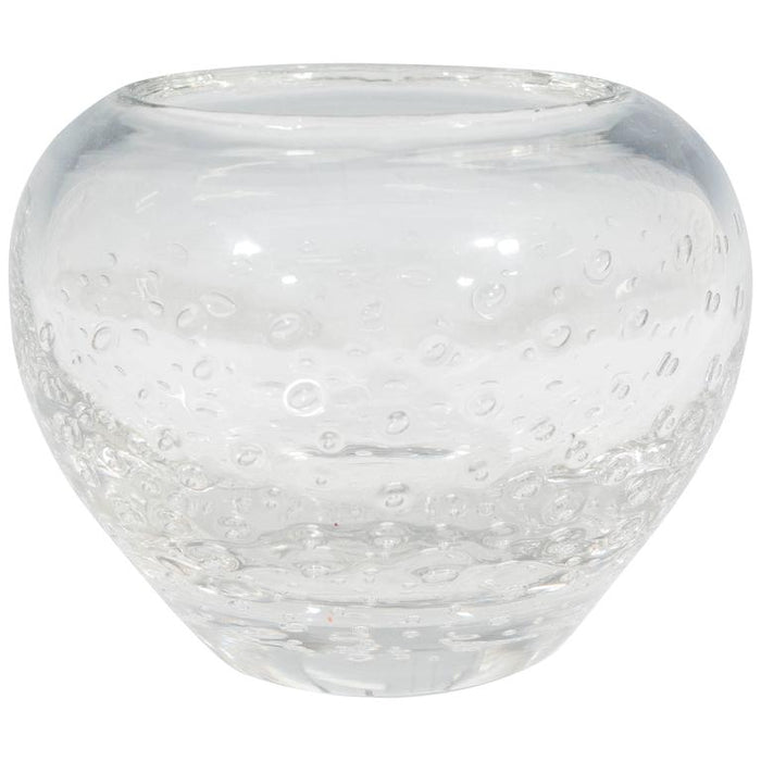 Scandinavian Modern Vase in Clear Glass with Controlled Bubbles