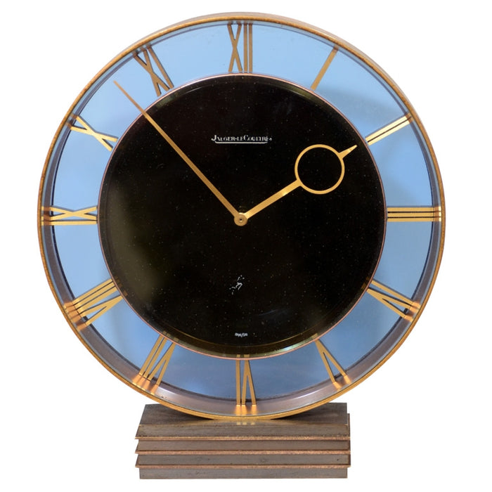 Jaeger-Lecoultre Art Deco Glass and Bronze Desk Clock-NYShowplace