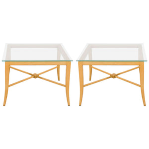 Tommi Parzinger Side Tables with X-Base in Maple (6719575589021)