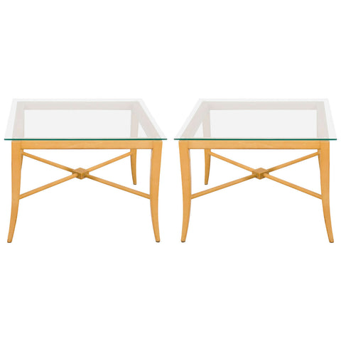 Tommi Parzinger Side Tables with X-Base in Maple