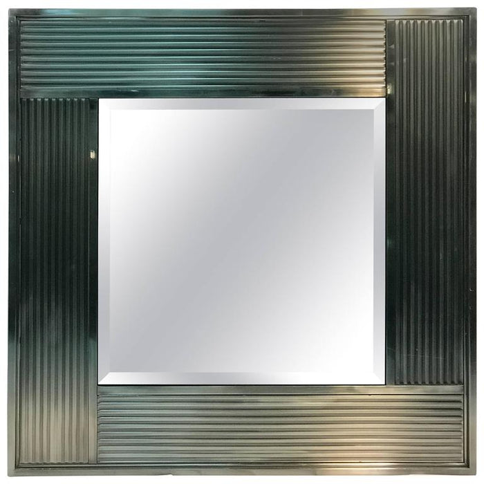 Modern Chrome Wall Mirror with Fluted Frame