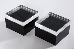 Pair of Black and Clear Lucite Decorative Boxes (7091545309341)