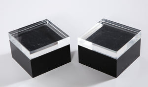 Pair of Black and Clear Lucite Decorative Boxes (7091545309341)