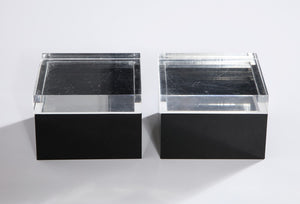 Pair of Black and Clear Lucite Decorative Boxes (7091545309341)