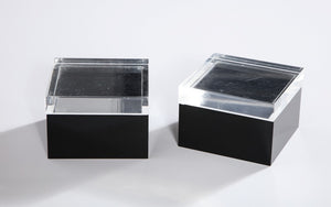 Pair of Black and Clear Lucite Decorative Boxes (7091545309341)