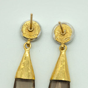 Gurhan 18K Yellow Gold Smoky Quartz Drop Earrings with Diamonds (6719987744925)