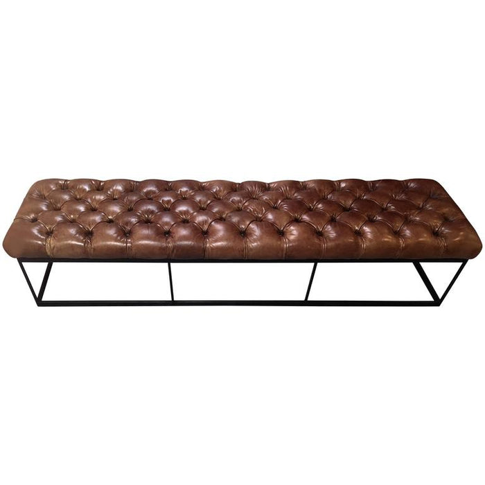 Chesterfield Modern Leather and Steel Bench