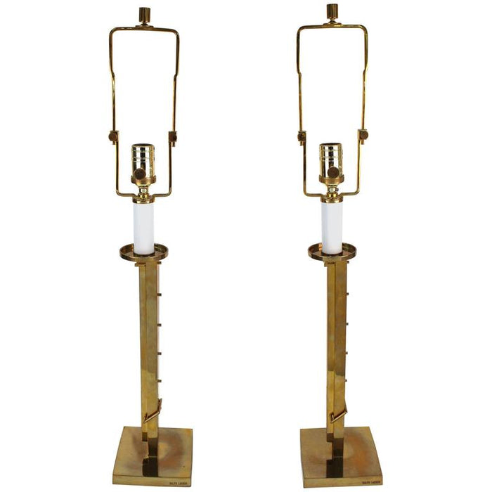 Ralph Lauren Table Lamps in Polished Brass, Pair