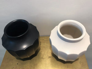 Pair of Midcentury Ceramic Black and White Urns (7091588464797)