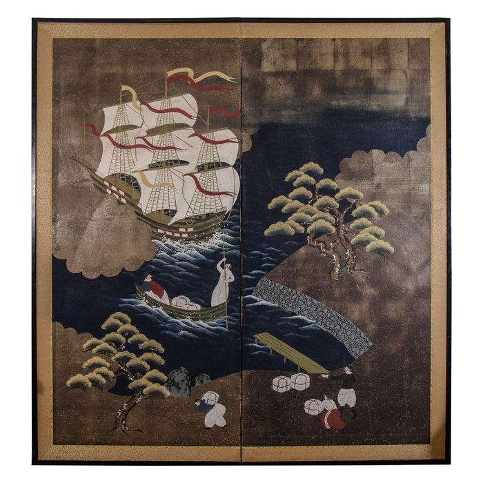 An Antique Japanese Namban Screen from the Meiji Period