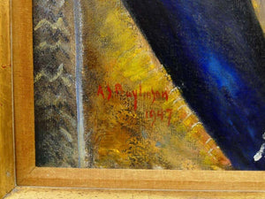 Abraham Baylinson Modernist Nude Woman Oil on Canvas (6719973949597)