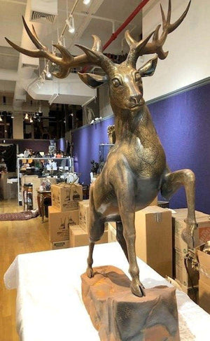 Jahangir Ayati Persian Gold Inlaid Metal Deer Sculpture (6720020906141)