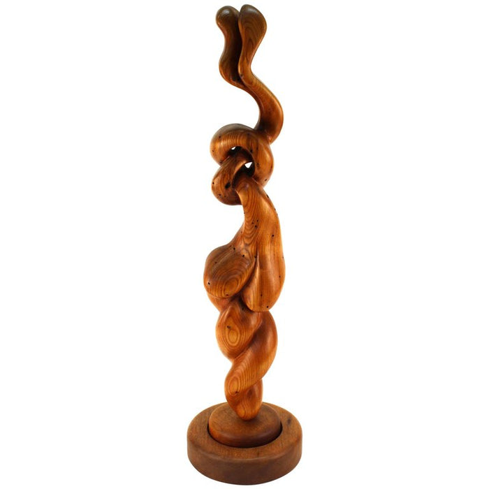 Modernist Biomorphic Wood Sculpture on Rotating Base