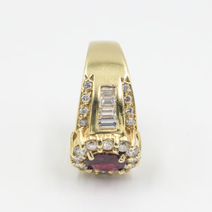 Vintage 14K Gold Ring with Ruby and Diamonds (6719984304285)