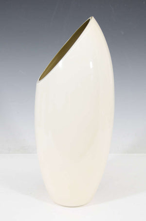 Seguso Off-White Oval Form Glass Vase (6719564972189)