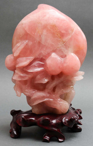 Chinese Rose Quartz Carved Peach Sculptures (6766326349981)