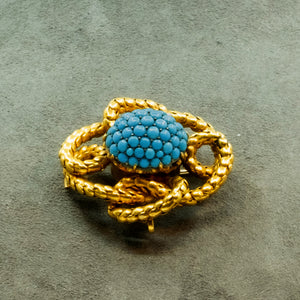 Victorian 18K Yellow Gold Turquoise Bead Broach (6831067824285)