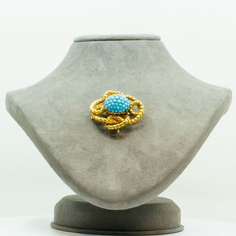 Victorian 18K Gold Turquoise Bead Brooch