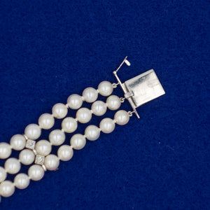Triple Strand Pearl Bracelet with Diamonds (8151735566643)