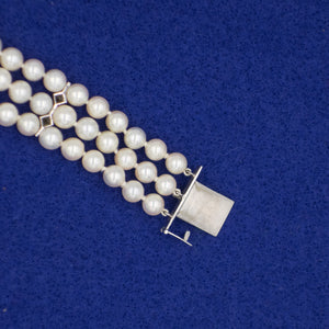 Triple Strand Pearl Bracelet with Diamonds (8151735566643)