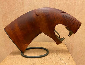 Hagenauer Austrian Art Deco Carved Wood & Bronze Tiger Head (7165732847773)