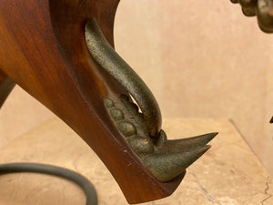 Hagenauer Austrian Art Deco Carved Wood & Bronze Tiger Head (7165732847773)