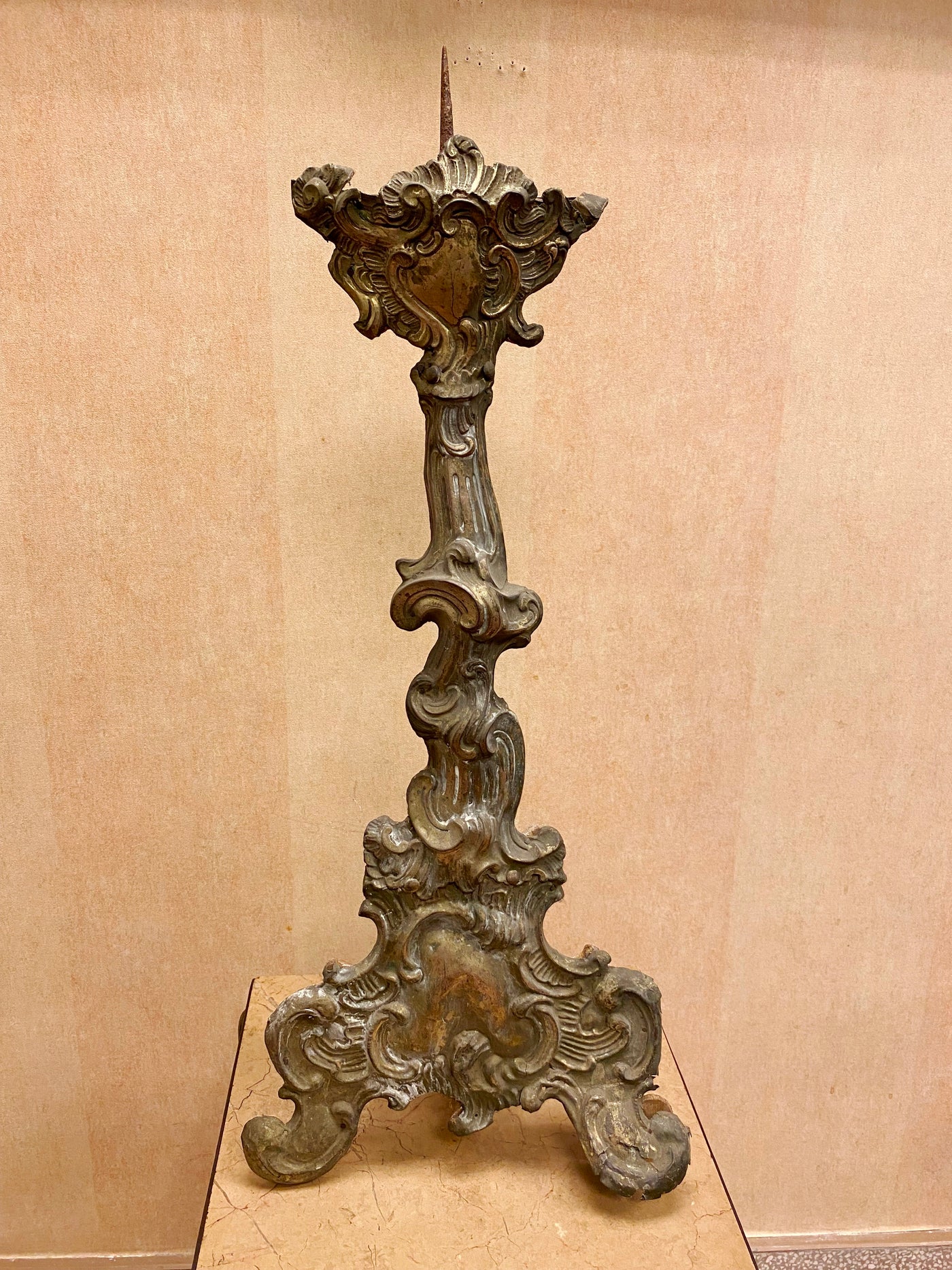 Pair of Altar Candlesticks, Italy, early 18th century, Bronze