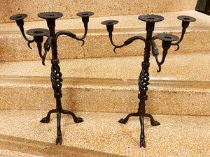 Italian Medieval Revival Wrought Iron Candelabras (7165785768093)